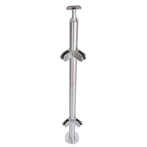 Living And Home (Corner Post(With Top Rail Saddle)) Stainless Steel Glass Balustrade Railing Posts Clamp