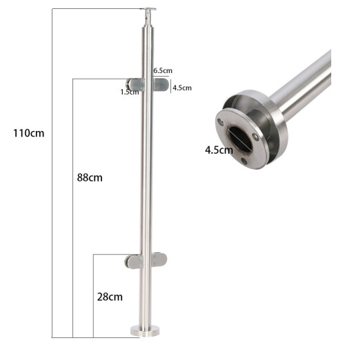 Living And Home (End Post(With Top Rail Saddle)) Stainless Steel Glass Balustrade Railing Posts Clamp 2