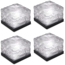 (10CM Diameter, Cool White) 4 Pcs Solar Ice Glass Light, Solar Outdoor Lamp