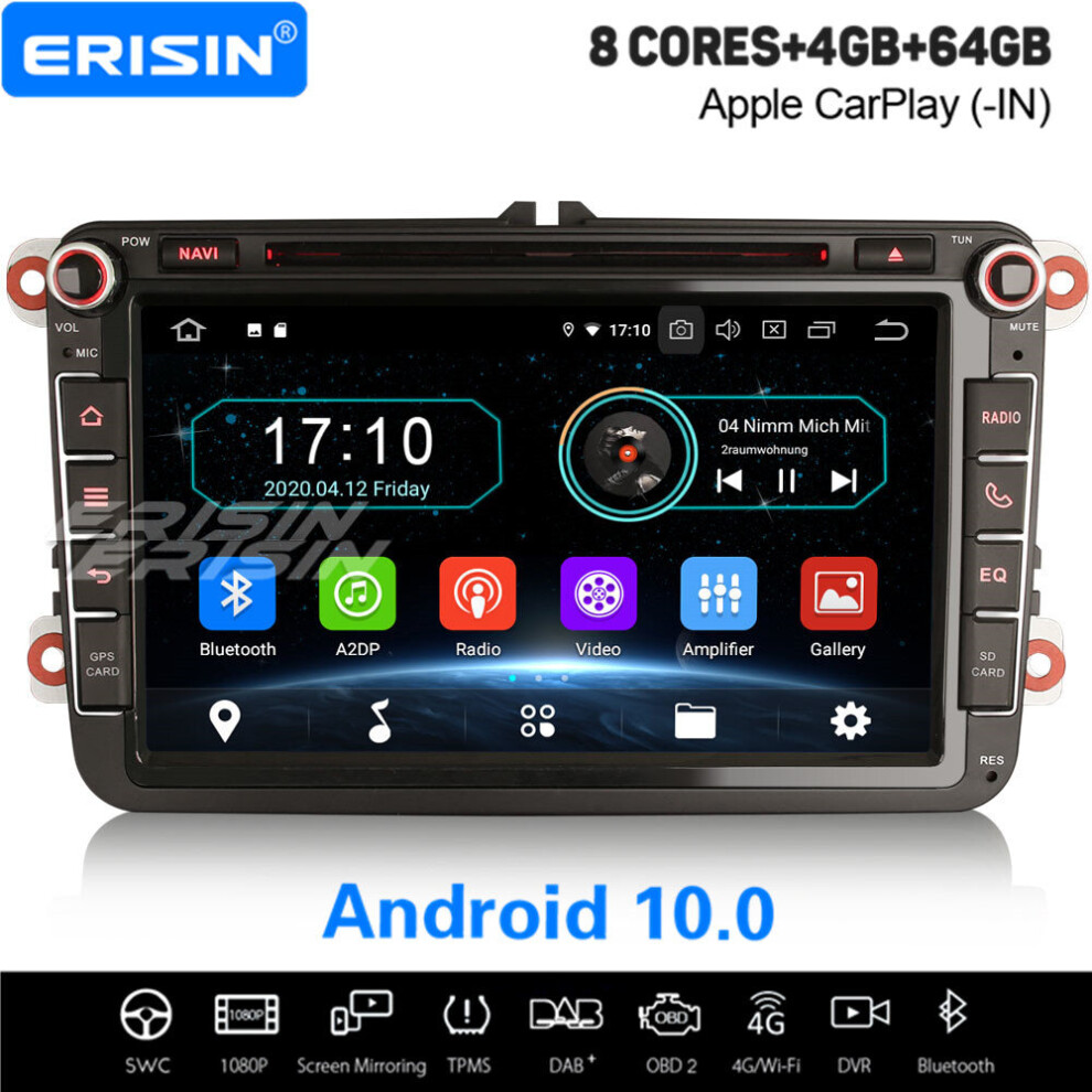 8-Core Android 10.0 Car Stereo DAB+ WiFi Sat Nav For VW Jetta Tiguan Amarok Golf 5/6 Passat Polo Seat Skoda