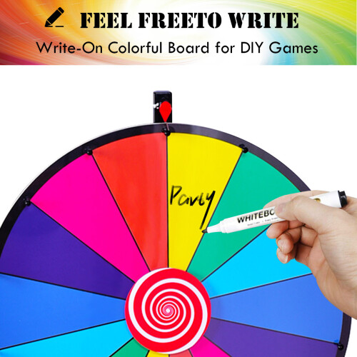 Gymax Table Prize Wheel 24 Desktop Spinning Wheel 14 Slots Dry Erase 1