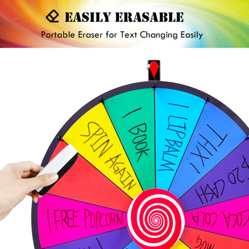 Gymax Table Prize Wheel 24 Desktop Spinning Wheel 14 Slots Dry Erase 2
