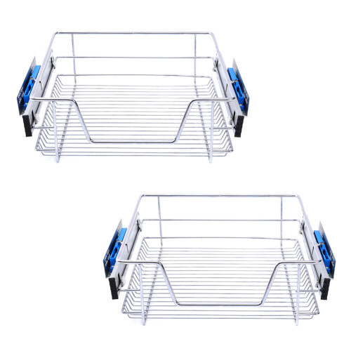 Living And Home (400mm, 2pcs) Kitchen Pull Out Wire Baskets Base Storage Unit 2
