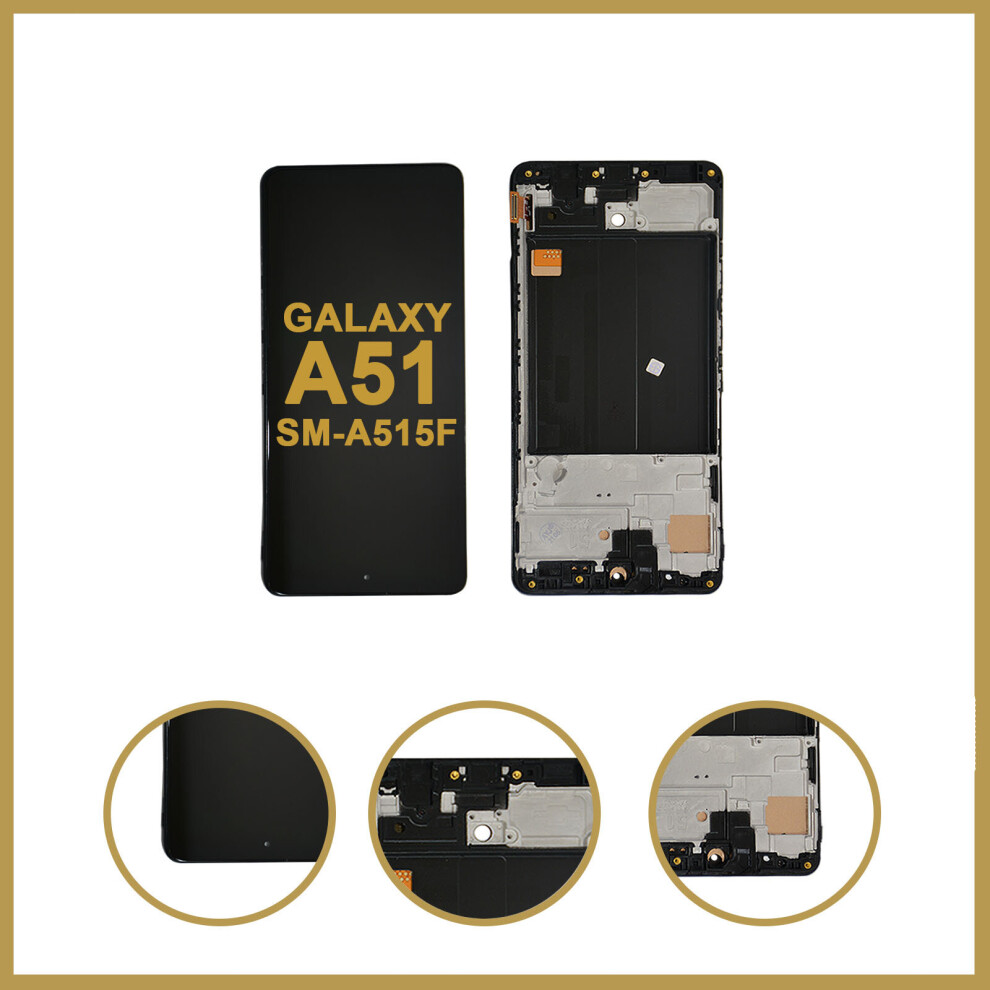 For Samsung Galaxy A51 Sm-A515f Lcd Display Screen Touch Digitizer Glass + Frame Black 5056363728476