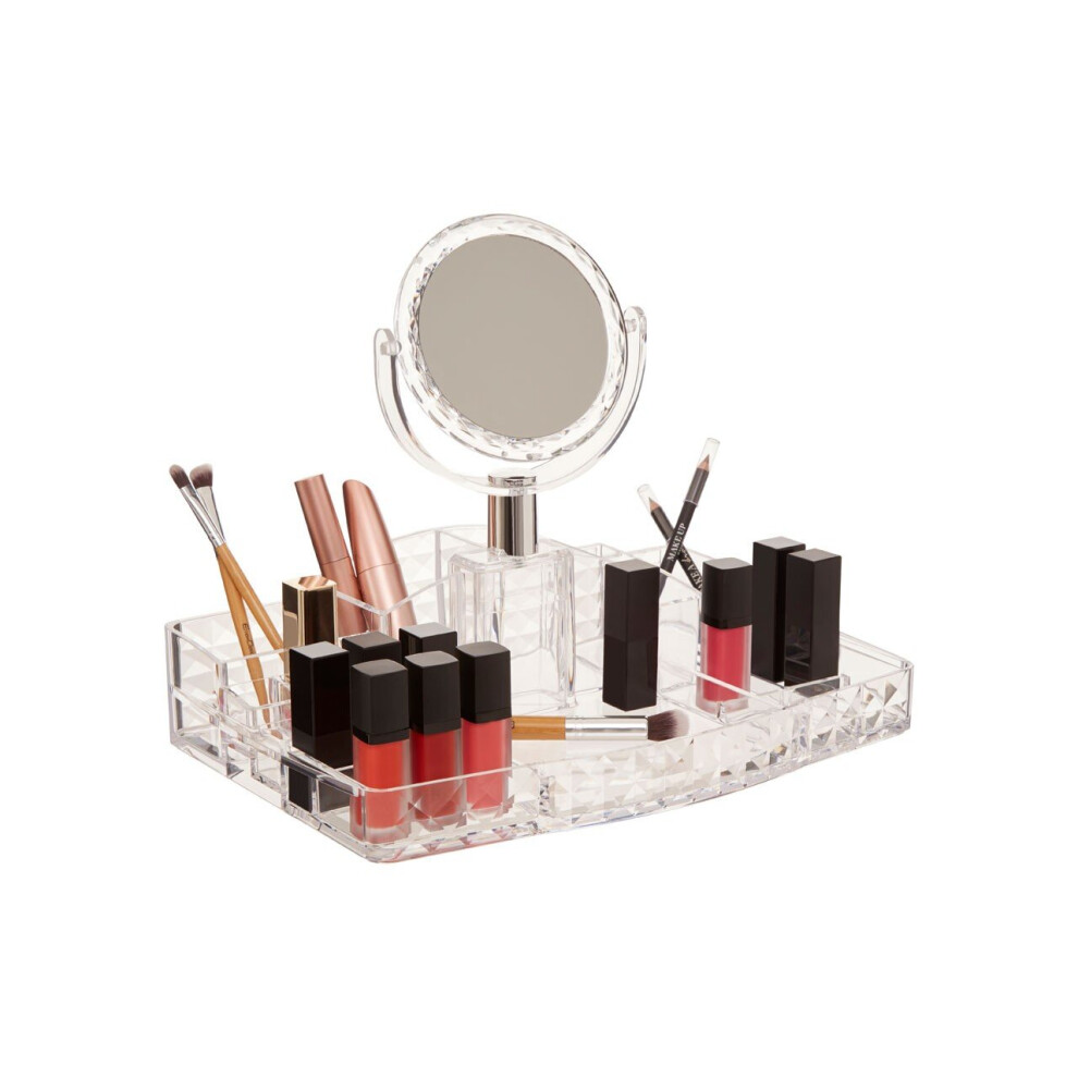 Premier Housewares Ample Storage Cosmetics Organiser With A Mirror, Elegant Makeup Vanity Organiser, Makeup Organizer