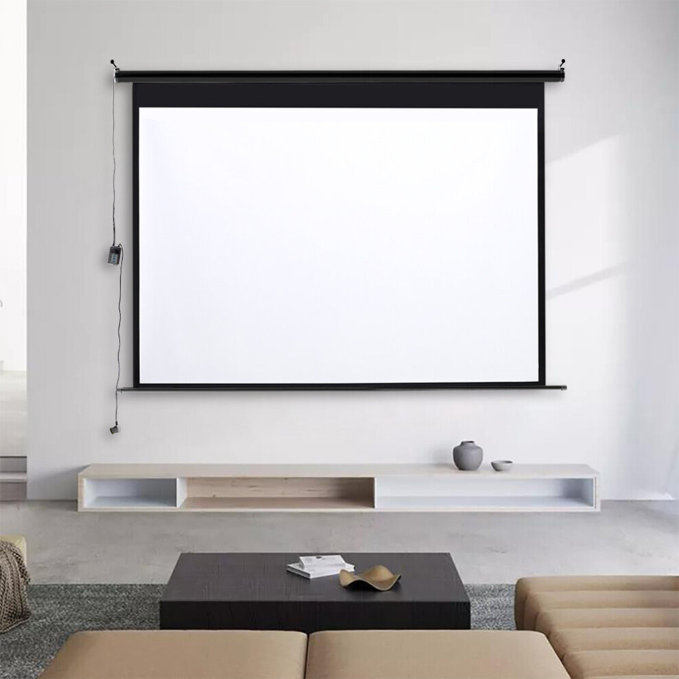 (120 in) 4:3 Electric Motorised Projector Screen White Matte HD Cinema Projection