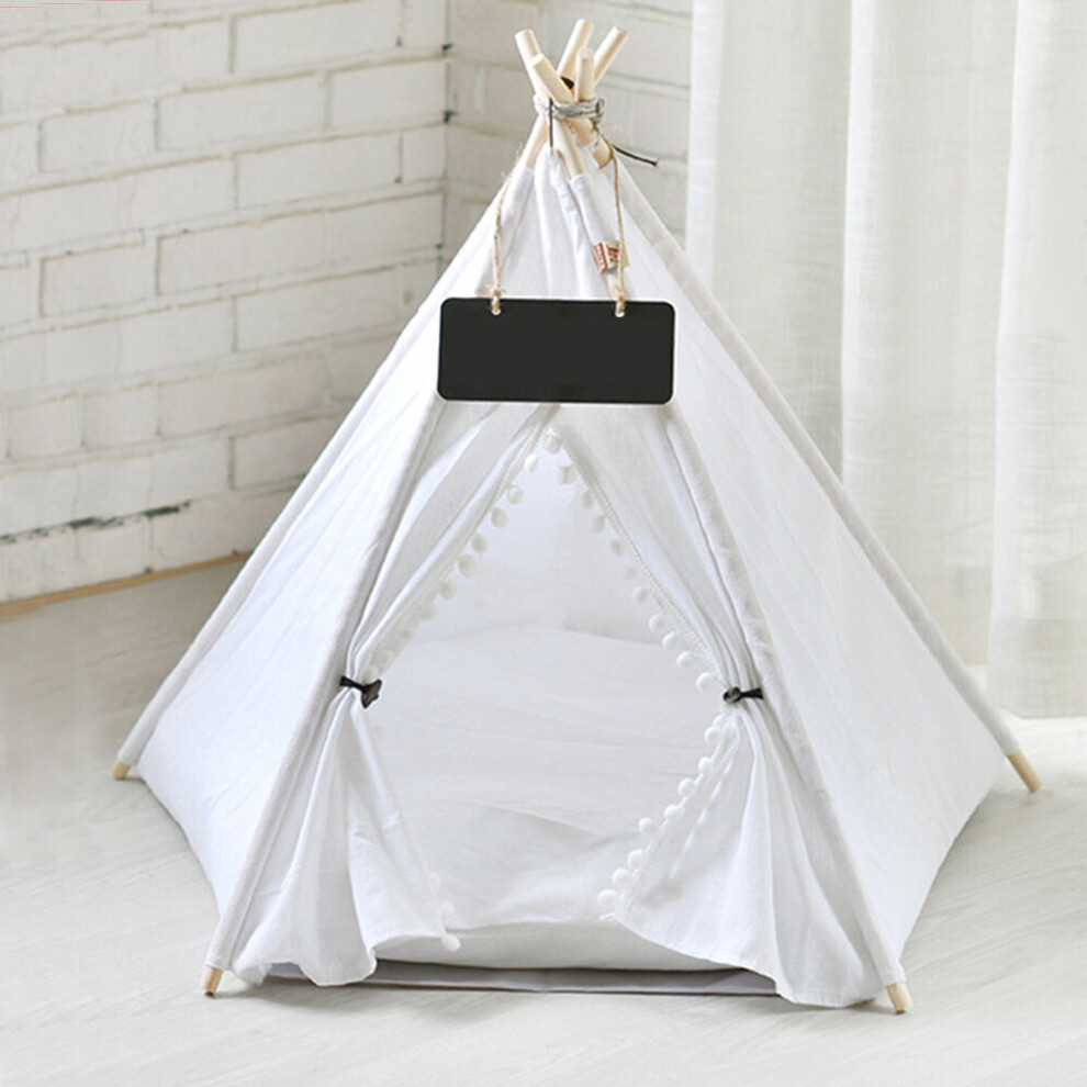 Living And Home Comfort Folding Teepee Wigwam Pet Tent Playhouse Kitten Bed For Dogs Cats White