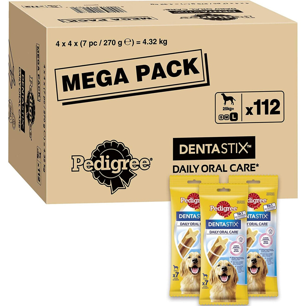 Photos - Other for Dogs Pedigree Dentastix - Daily Dental Care Chews, Large Dog Treats from 25 kg+, 1 Box - 112 Sticks 