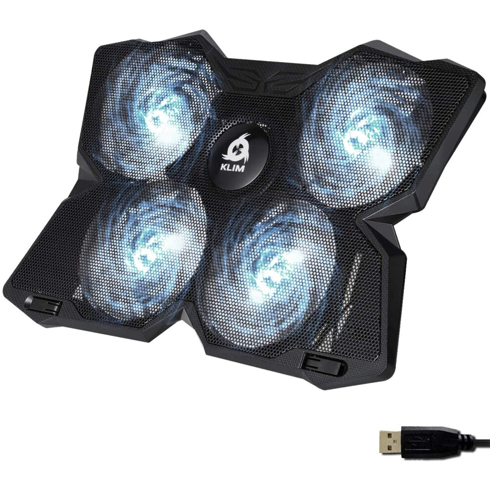 Klim Wind Laptop Cooling Pad - Support 11 To 19 Inches Laptops, Ps4 - [ 4 Fans ] - Quiet Rapid Cooling Action - Ergonomic Ventilated Support Light 3701152100255