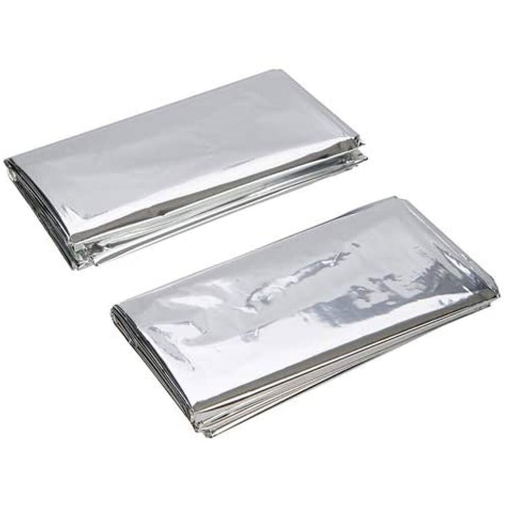 2 x Silverline Emergency Foil Blankets, Highly Visible - Set Of 2