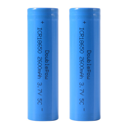 2x 18650 lithium battery 2600mah capacity 3.7V rechargeable battery