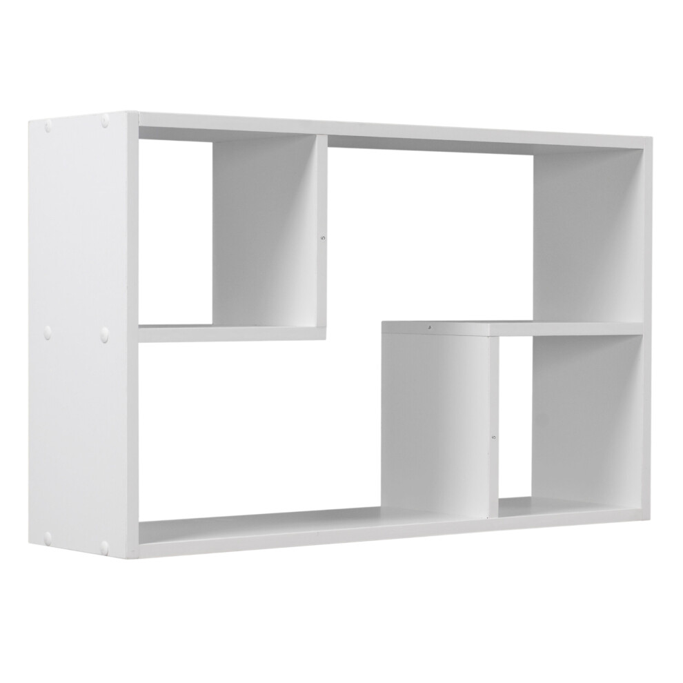 (White) Nyborg Wood Floating Shelf Display Unit Book Case