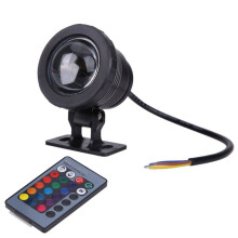 (Black, 10W & AC/DC 12V) 10W 15W Waterproof RGB LED Underwater FloodLight Outdoor Garden Spotlight Lamp