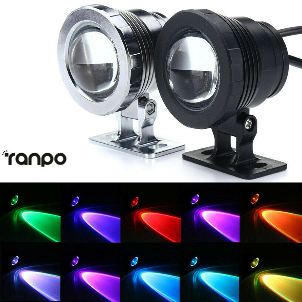 (Black, 15W & AC/DC 12V) 10W 15W Waterproof RGB LED Underwater FloodLight Outdoor Garden Spotlight Lamp
