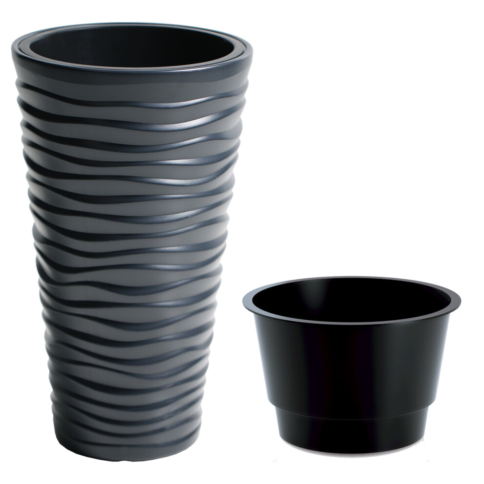 (Dark Grey, 2) Tall Indoor or Outdoor Garden Plant Pot Planters