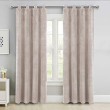 (Beige, 66" x 72" (167cm x 183cm)) Thick Velvet Curtains Pair Thermal Eyelet Ring Top