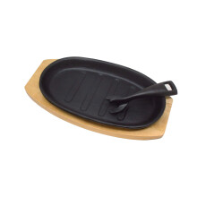 (24cm) Vintage Gourmet Sizzler, Wooden Trivet & Handle