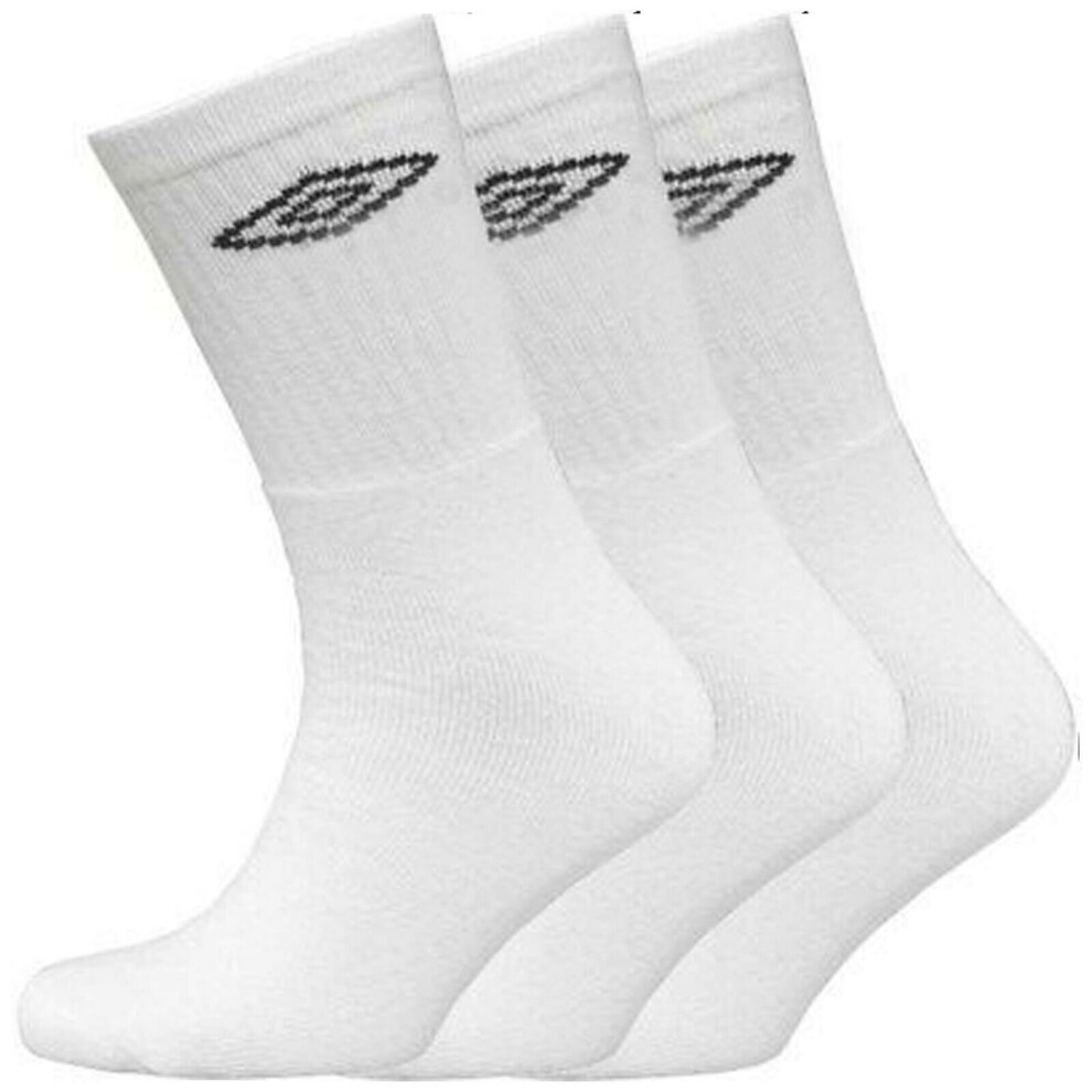 Umbro Mens Three Pack Socks Crew Sports Shoe Liner White