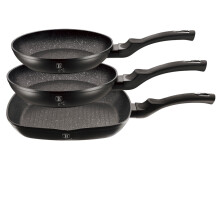 (Black Silver) Berlinger Haus 3pc Aluminium Non Stick Frying Pan