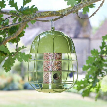 Green Chapel Wood Acorn Steel Squirrel Proof SEED Bird Feeder Garden