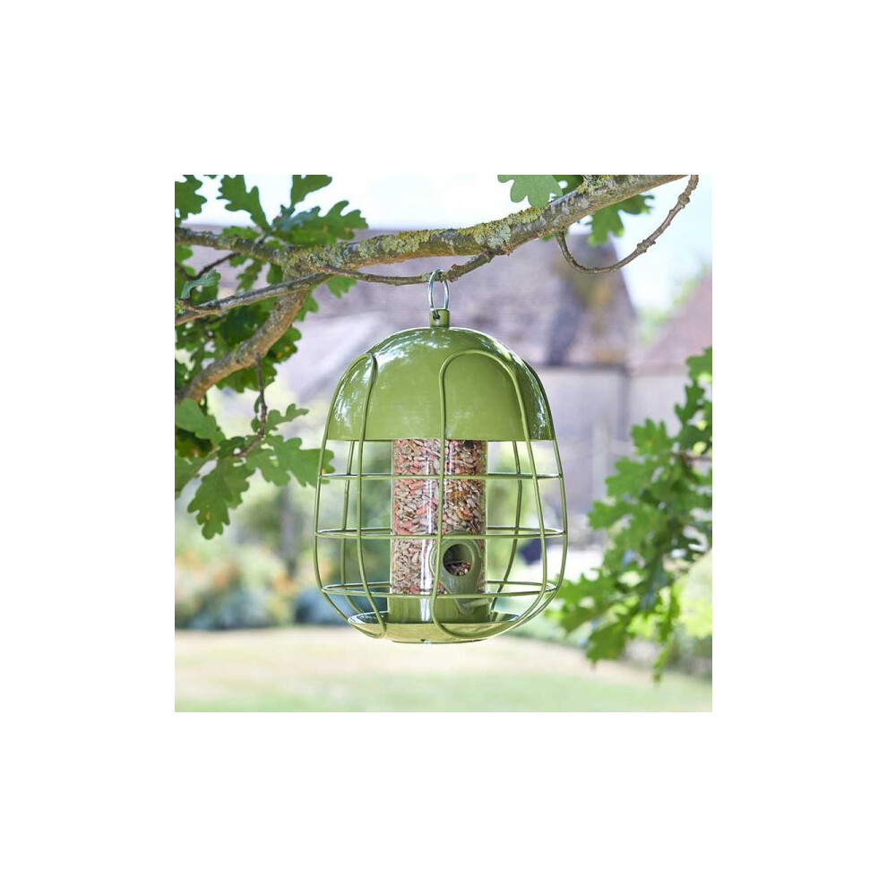Green Chapel Wood Acorn Steel Squirrel Proof SEED Bird Feeder Garden