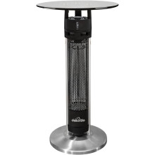 Dellonda Bistro Table Heater with LED & Sensors, Tempered Glass Top, 95cm, Black/Stainless Steel