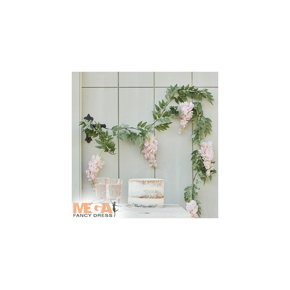 Blush Pink & Green Wisteria Foliage Garland