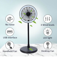 USB Desk Fan with LED light - Black