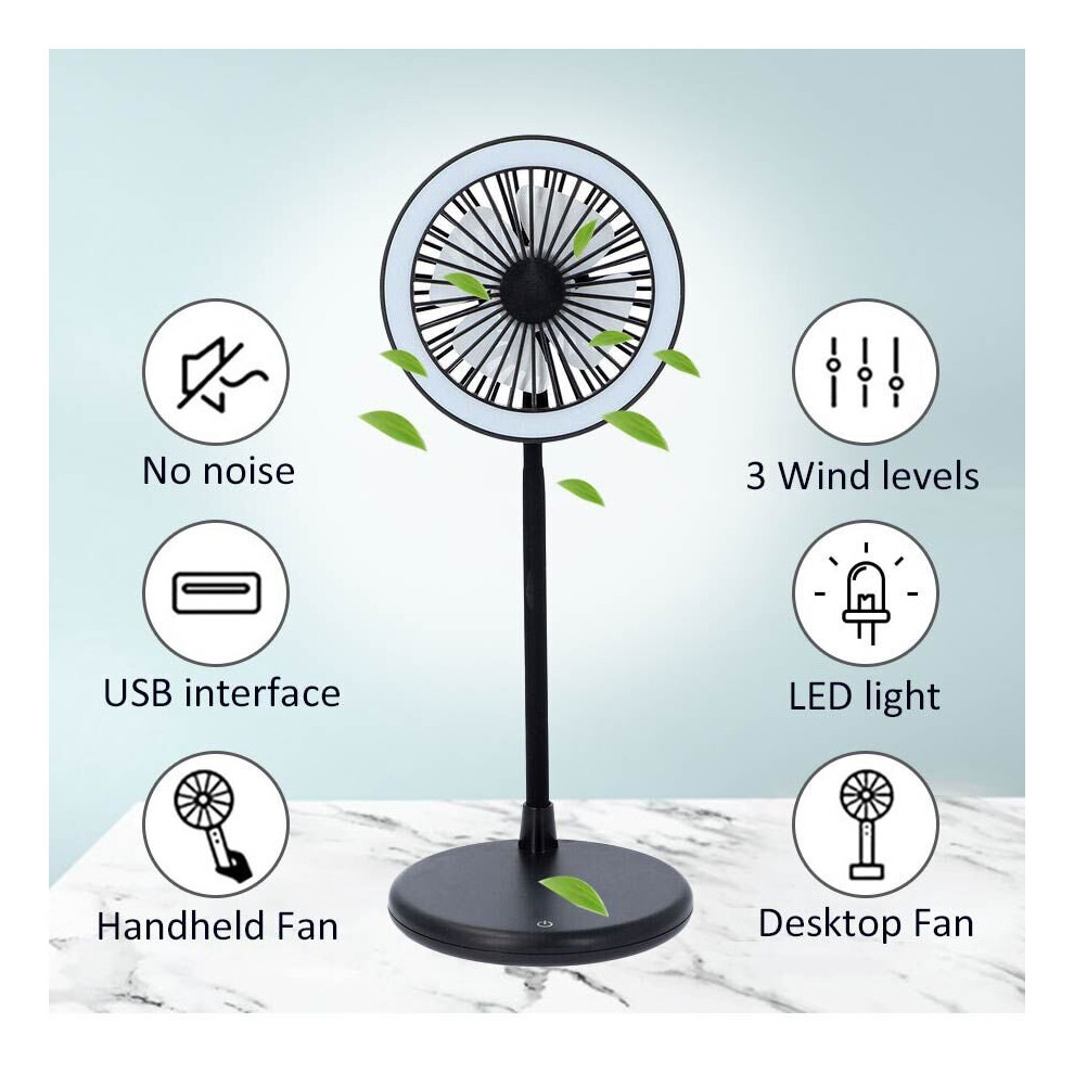 USB Desk Fan with LED light - Black