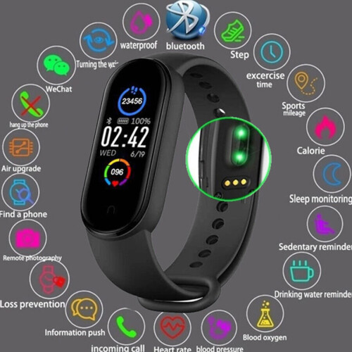 TJC M5 Smart Watch Wireless Fitness Band Tracker Bluetooth Call and Message Display.