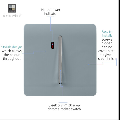 Trendi Switch Trendi 20 A Light Switch & Neon Insert Cool Grey 1