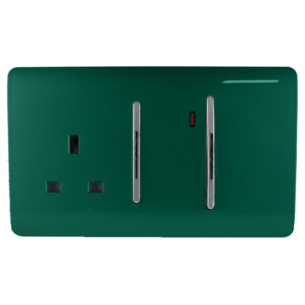 Trendi 45 A Cooker Switch & Plug Socket Inc Neon Insert Dark Green