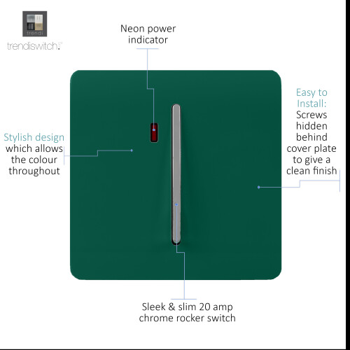 Trendi Switch Trendi 20 A Light Switch & Neon Insert Dark Green 1