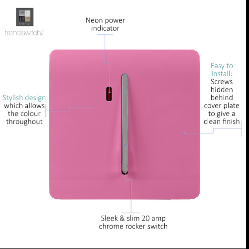 Trendi Switch Trendi 20 A Light Switch & Neon Insert Pink 1