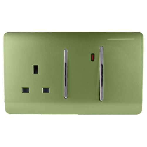 Trendi Switch Trendi 45 A Cooker Switch & Plug Socket Inc Neon Insert Moss Green