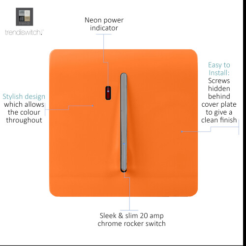 Trendi Switch Trendi 20 A Light Switch & Neon Insert Orange 1