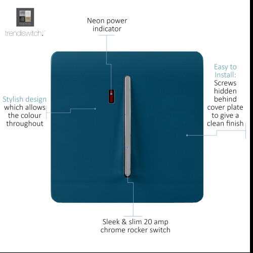 Trendi Switch Trendi 20 A Light Switch & Neon Insert Midnight Blue 1