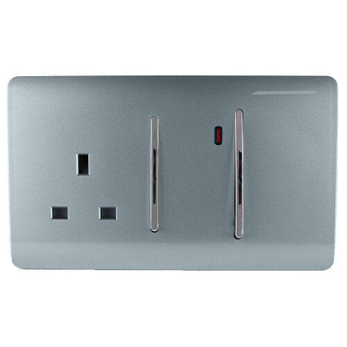 Trendi Switch Trendi 45 A Cooker Switch & Plug Socket Inc Neon Insert Cool Grey