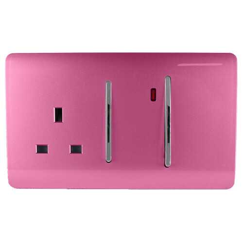 Trendi Switch Trendi 45 A Cooker Switch & Plug Socket Inc Neon Insert Pink