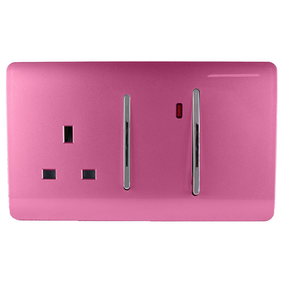 Trendi 45 A Cooker Switch & Plug Socket Inc Neon Insert Pink