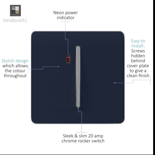 Trendi Switch Trendi 20 A Light Switch & Neon Insert Navy 1