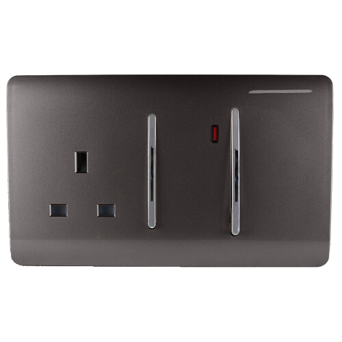 Trendi Switch Trendi 45 A Cooker Switch & Plug Socket Inc Neon Insert Dark Brown