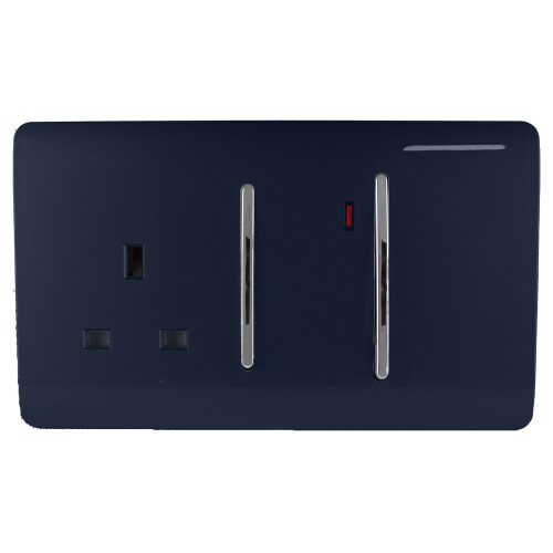 Trendi Switch Trendi 45 A Cooker Switch & Plug Socket Inc Neon Insert Navy