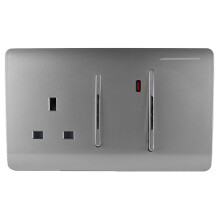 Trendi 45 A Cooker Switch & Plug Socket Inc Neon Insert Light Grey