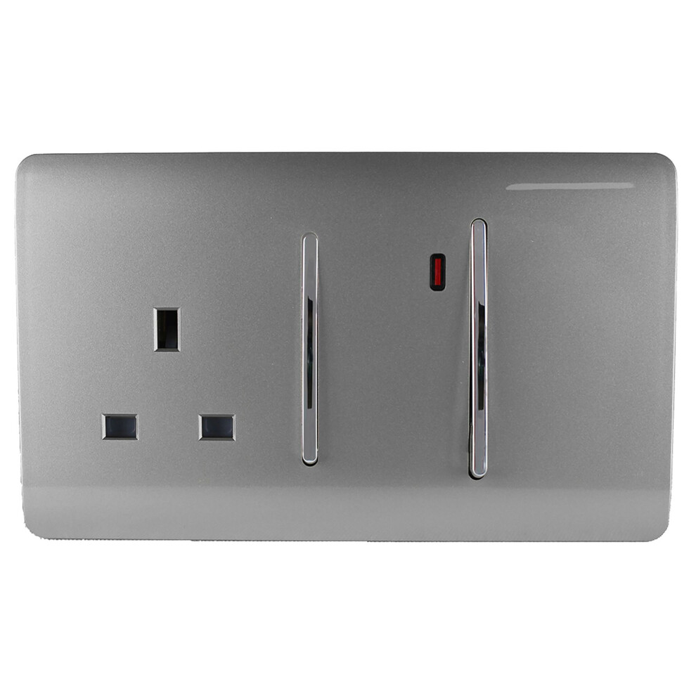 Trendi 45 A Cooker Switch & Plug Socket Inc Neon Insert Light Grey