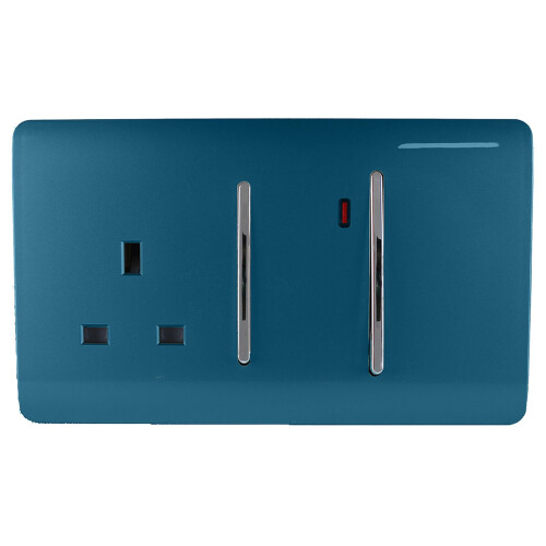 Trendi Switch Trendi 45 A Cooker Switch & Plug Socket Inc Neon Insert Midnight Blue