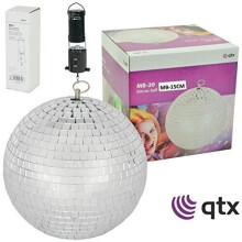 Rotating GLITTER BALL 15cm Mirror Ball Silver for Disco & Parties with Motor