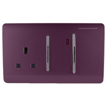 Trendi 45 A Cooker Switch & Plug Socket Inc Neon Insert Plum