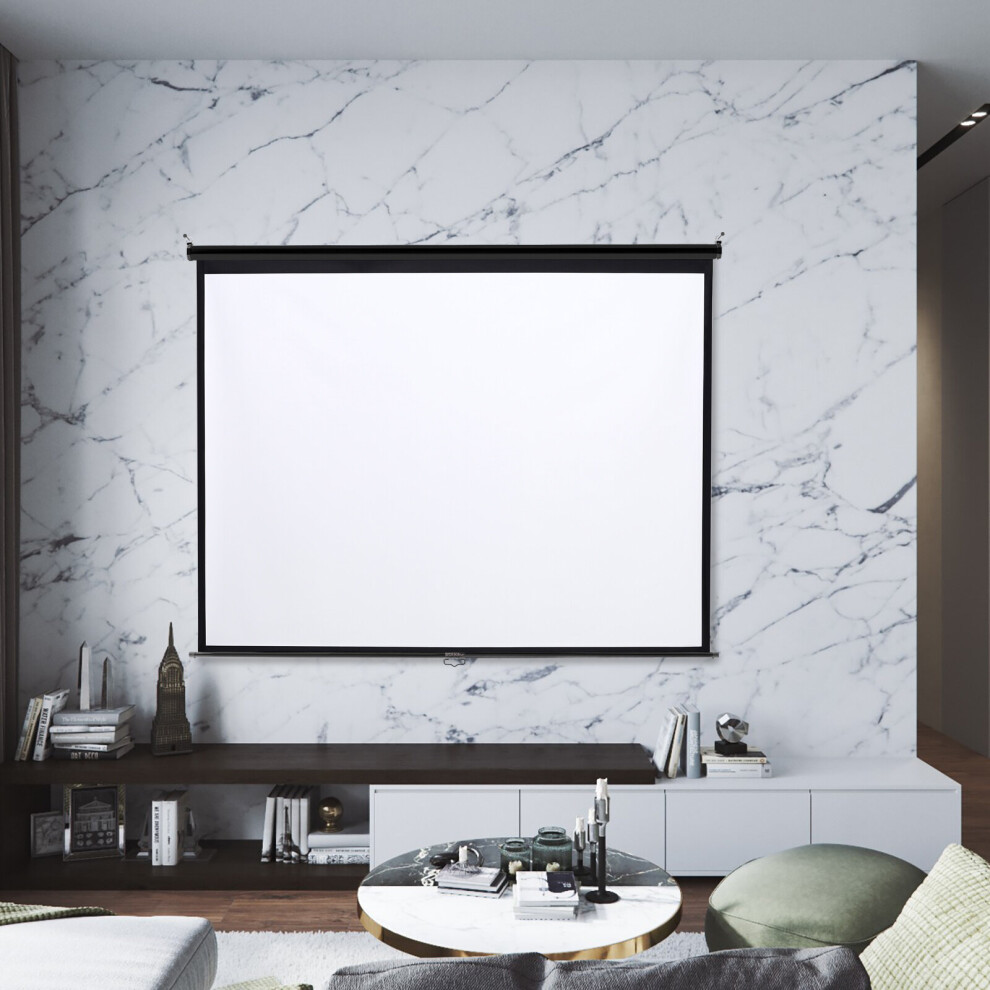 (84 in) Manual Pull Down Projector Screen 4:3 Wall Mounted