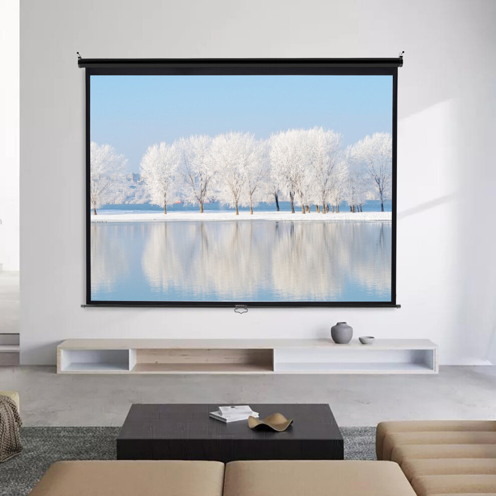 (92 In) Manual Pull Down Projector Screen 4:3 Wall Mounted 742521061206